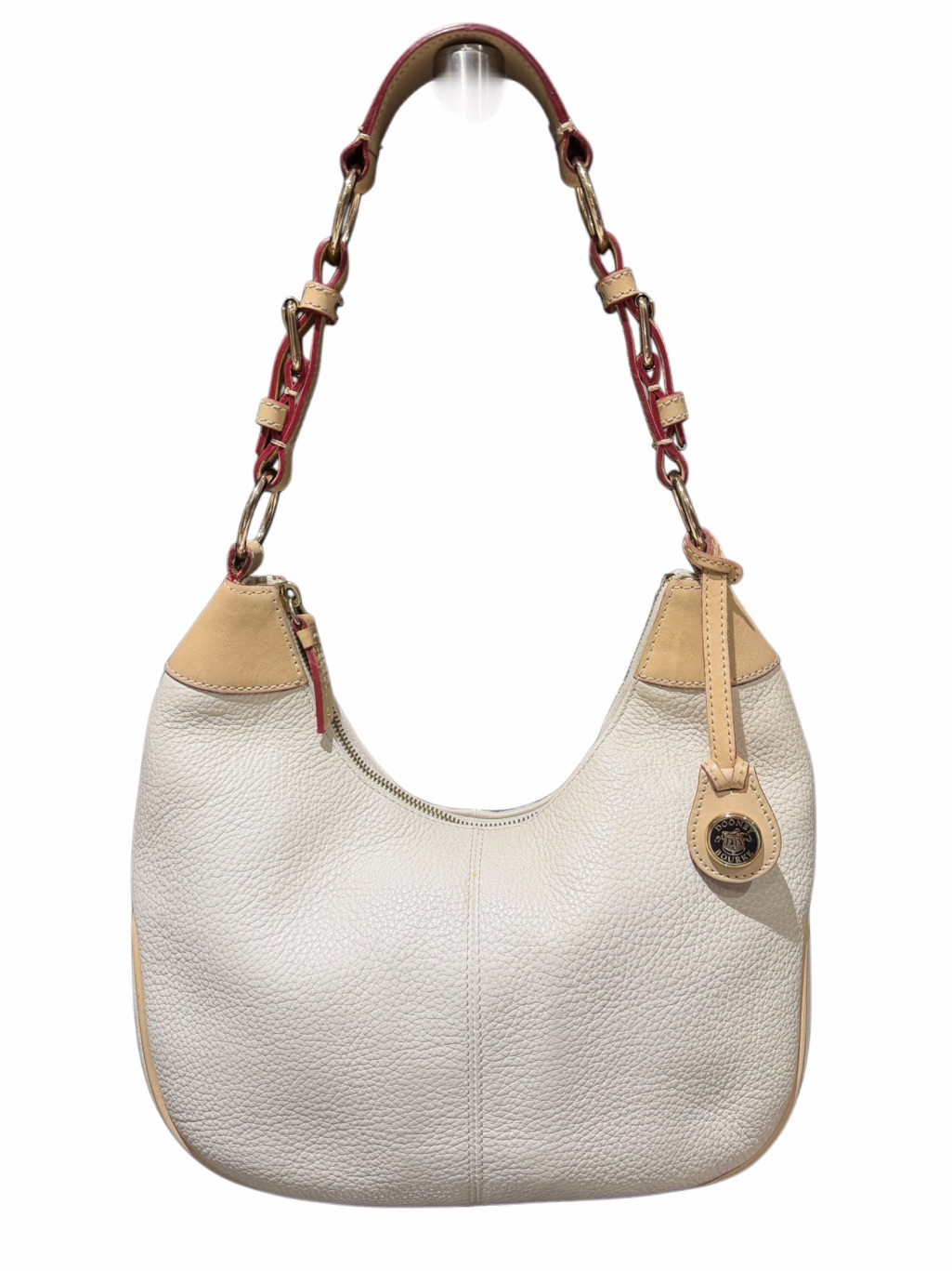 Dooney & Bourke Classic White & Beige Leather Shoulder Bag